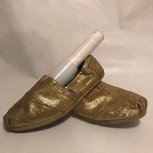 Sparkling Gold Toms Shoes